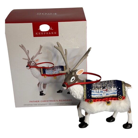 Hallmark Keepsake 2024 Father Christmas White Reindeer Christmas Ornament 5" - Picture 2 of 5